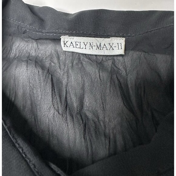 VTG Kaelyn Max Black Top Bell Sleeve Crinkle Fairycore Y2K 2000s Goth Vampire XL - Picture 3 of 7